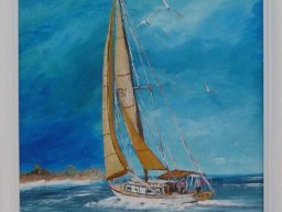 Segelboot vor Aufziehenden Sturm 40-30 Oelbild